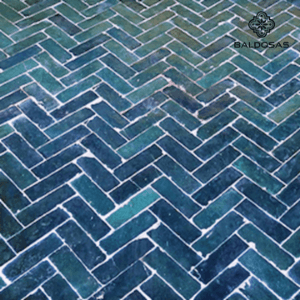 herringbone tiles floor tiles ocean blue